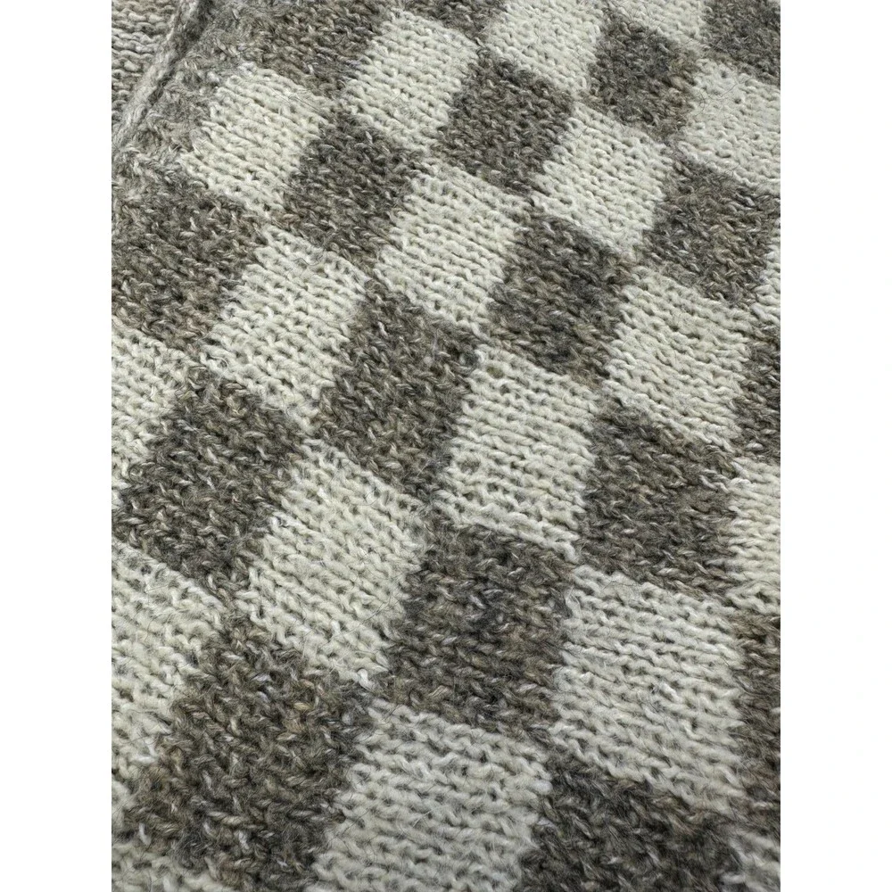 Grade And Gather Checkered Sweater Cardigan Open Chunky Heavy Knit Small Medium - Picture 14 of 16